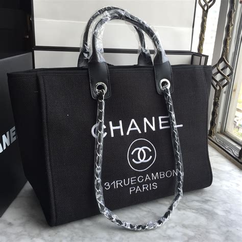 black and white chanel tote|chanel large shopping tote.